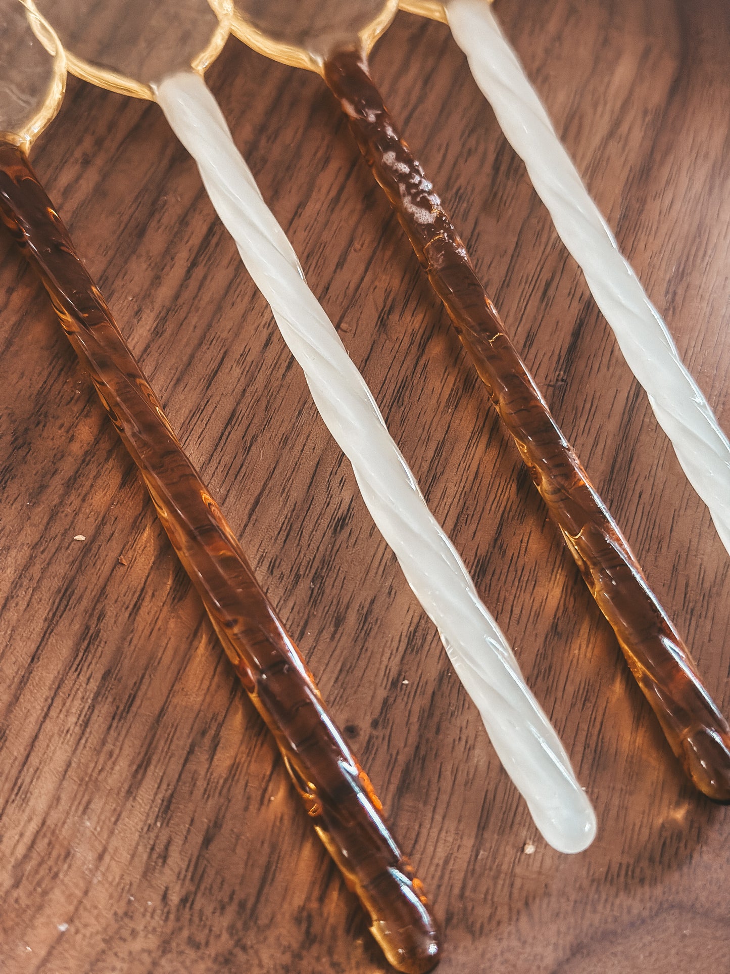 Glazen Beige & Bruine Lepeltjes - set van 4