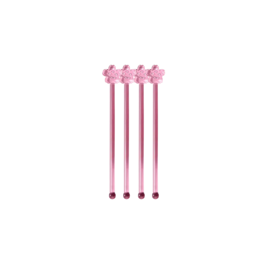 Roze Roerstaafje Bloem - set van 4