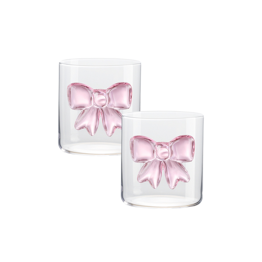 Glas Roze Strik - set van 2